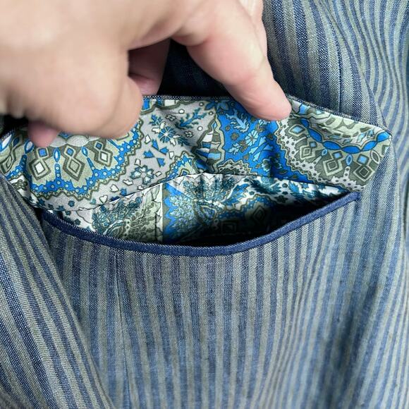 Tallia Linen sport coat Men's size 42 R convertible collar striped unique Mason - Picture 6 of 16